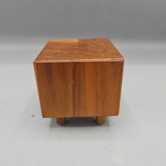 VTG Wooden Square Salt & Pepper Shaker Geometric MCM 2 3/4" Footed - Picture 6 of 13